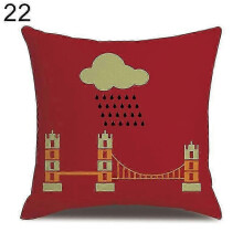 (22) London Characters Flag Bus Linen Cushion Throw Pillow Cover Case Pillowcase