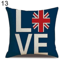 (13) London Characters Flag Bus Linen Cushion Throw Pillow Cover Case Pillowcase