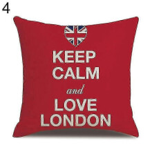(4) London Characters Flag Bus Linen Cushion Throw Pillow Cover Case Pillowcase