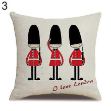 (3) London Characters Flag Bus Linen Cushion Throw Pillow Cover Case Pillowcase