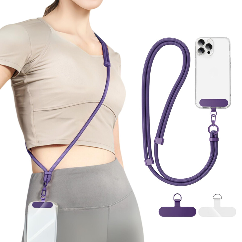 Crossbody Phone Lanyard With Antitheft Strap And Tether Tab, Adjustable Neck Holder For Iphone And Android Purple 9169991299433