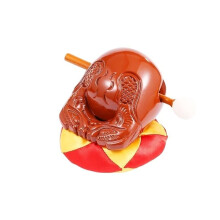 Buddhist Mokugyo Wooden Fish Drum Temple Block, Carved Teakwood for Zen Chanting, 8 Inch Yellow