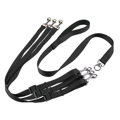 Adjustable Triple Dog Leash Set Nylon 144-170CM Black/Red 2