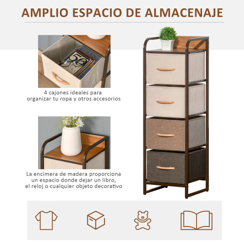 Homcom Cómoda de Tela Multicolor 31 x 29 x 99 cm 1