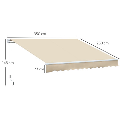 Outsunny Toldo Manual Retráctil Beige 350 x 250 cm 2