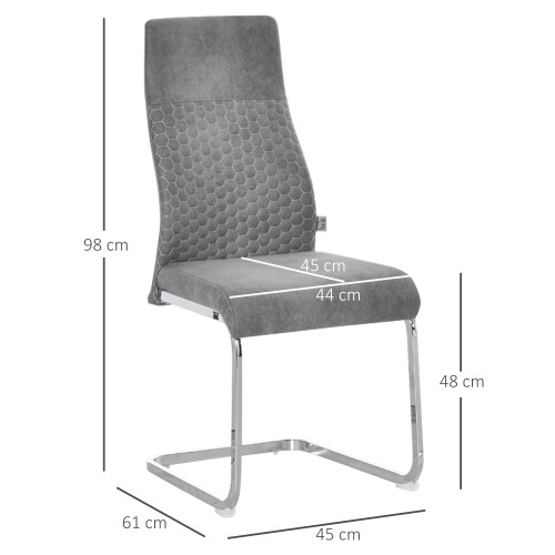 Homcom Set 4 Sillas Comedor Gris 45 x 61 x 98 cm 2
