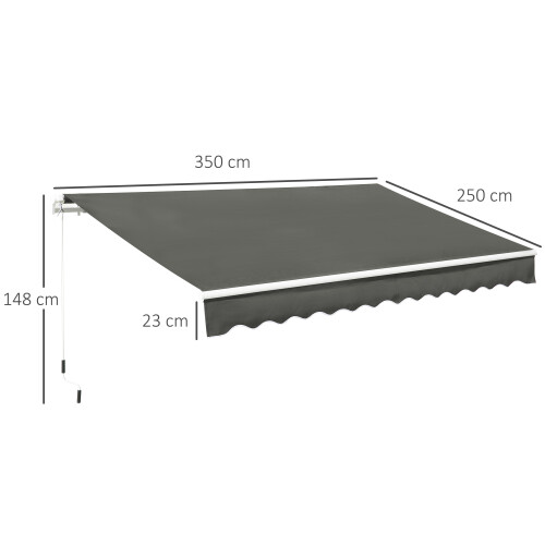 Outsunny Toldo Manual Retráctil Gris 350 x 250 cm 2