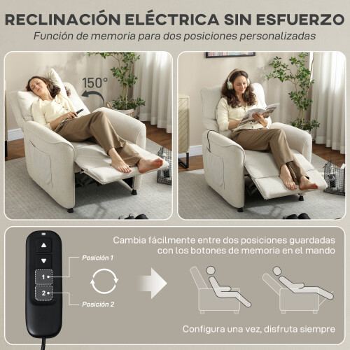 Homcom Sillón Masaje Reclinable Beige 88 x 93 x 102 cm 1