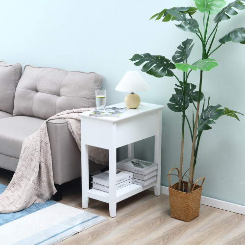 Homcom Mesa Auxiliar Blanco 60.5 x 32.5 x 70 cm 1