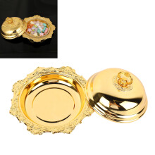 Round Vintage Butter Dish with Lid - Alloy & Glass