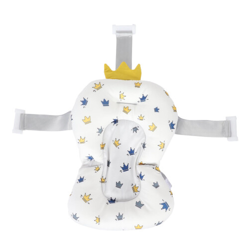 Baby Bath Cushion Support Seat Pillow White Crown Pattern Adjustable White 1