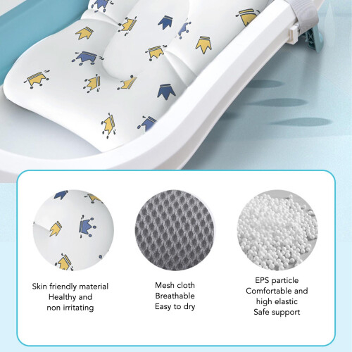 Baby Bath Cushion Support Seat Pillow White Crown Pattern Adjustable White 2