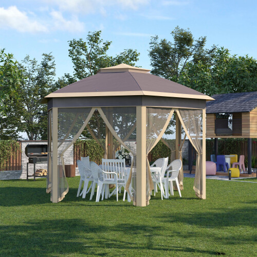 Outsunny Carpa Plegable Beige 405 x 340 x 285 cm 1