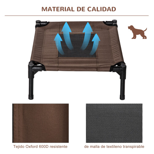 PawHut Cama Elevada para Mascota Marrón 61 x 46 x 18 cm 1