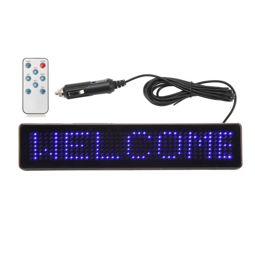 Programmable LED Car Sign Screen 230x50mm Blue Remote Control DC5-12V 2