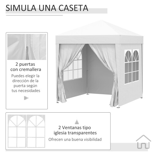 Outsunny Carpa Plegable Blanco 200 x 200 x 240 cm 2