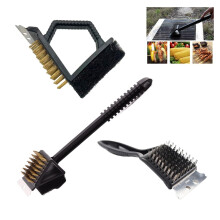 BBQ Grill Brush and Scraper 3in1, Copper Bristles, Scrub Pad, 3Pack Set for All Grates
