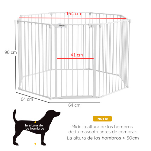 PawHut Parque para Perros Blanco 154 x 154 x 90 cm 2