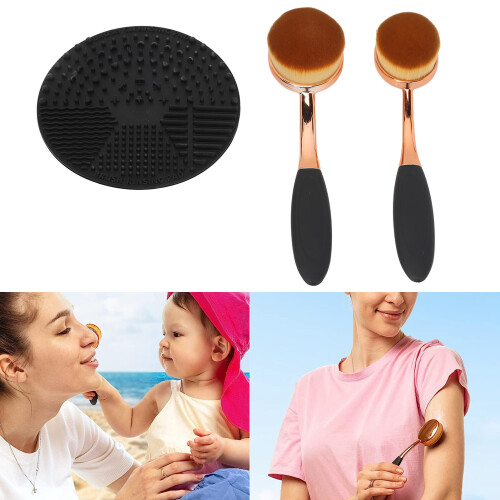 2pcs Soft Fiber Sunscreen Applicator Brush with Protective Lid