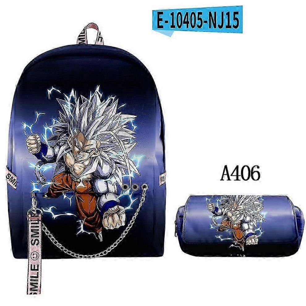 (Color 08) Goku Backpack Dragon Ball 3D Backpack + Double Pen Bag Set Backpack-image