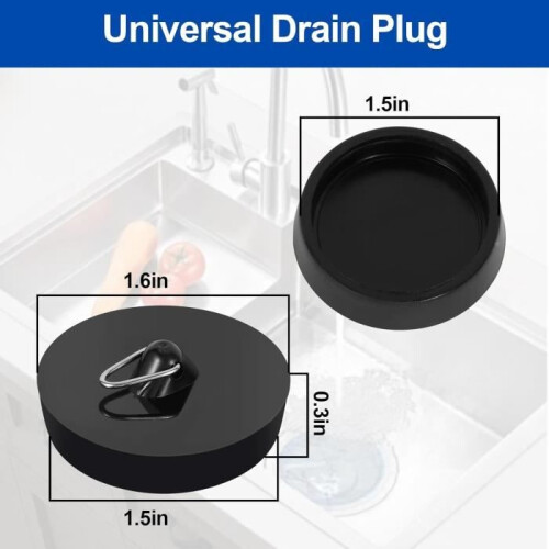 2-Piece Kitchen Sink Plug, Universal Bathtub Plug, Bathroom Sink Plug with Hanging Ring 1