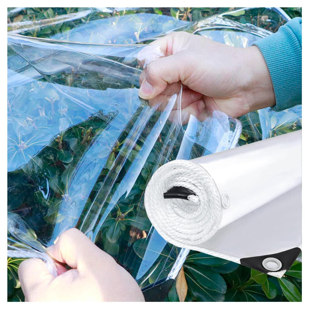 Clear Pvc Vinyl Tarp With Grommets, Waterproof Greenhouse Porch Enclosure 0.35Mm, 1.4X2m 4.5X6.5ft 9073542414582