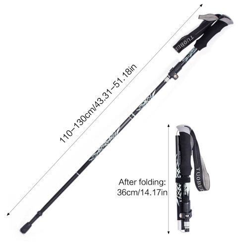(Black) Lightweight Adjustable Trekking Poles for Hiking 2