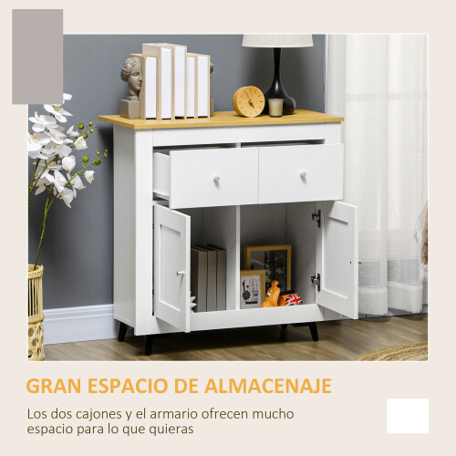 Homcom Aparador Blanco 78 x 35 x 80 cm 2
