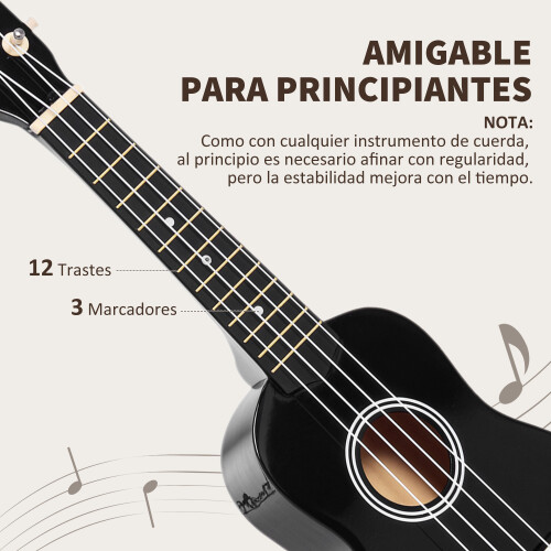 Homcom Ukelele 21 Pulgada Negro 53 x 17.5 x 6.2 cm 2
