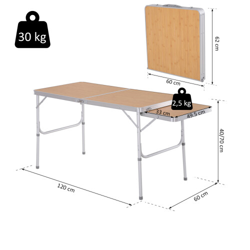 Outsunny Mesa Plegable de Camping Marrón 153 x 60 x 71 cm 2
