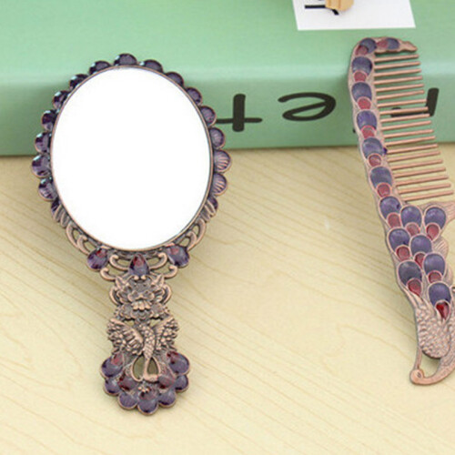 (5) Vintage Peacock Mirror Comb Set - Gift 1