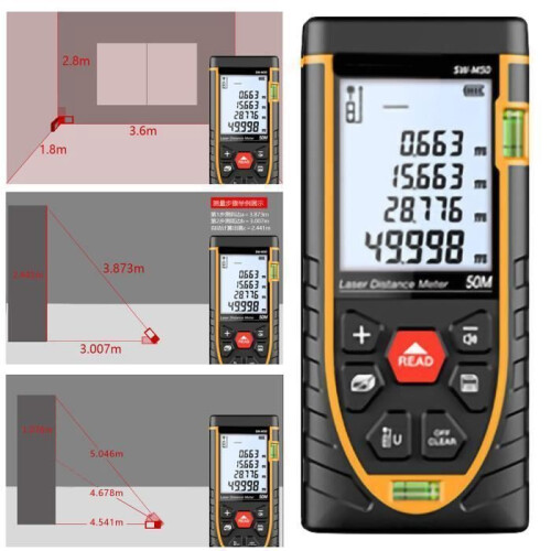 50m Laser Rangefinder - Measuring Tool with Dual Bubble Level - Portable Digital Laser Rangefinder 1