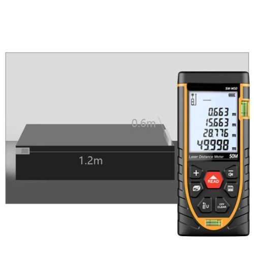 50m Laser Rangefinder - Measuring Tool with Dual Bubble Level - Portable Digital Laser Rangefinder 2