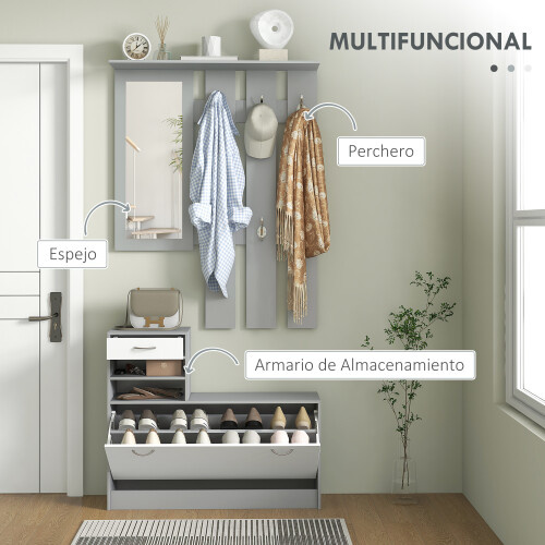 Homcom Mueble de Entrada Gris 90 x 10 x 91 cm 1