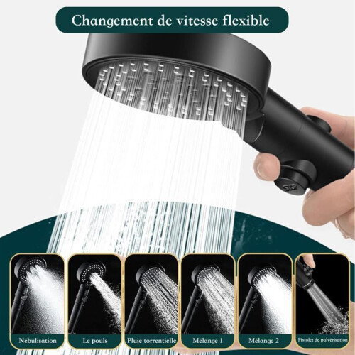 High-pressure shower head - 6 filters - inter 1