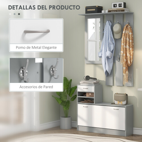 Homcom Mueble de Entrada Gris 90 x 10 x 91 cm 2