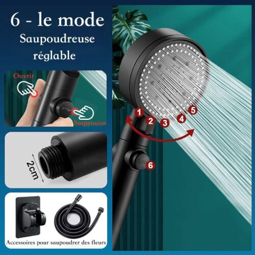 High-pressure shower head - 6 filters - inter 2