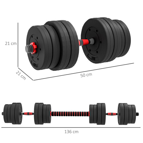 Homcom Juego de Mancuerna Negro 50 x 21 x 21 cm 1
