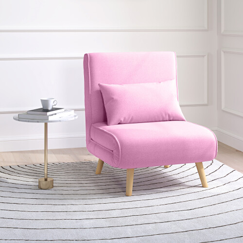 Homcom Sofá Cama Individual Rosa 72 x 75 x 85 cm 1