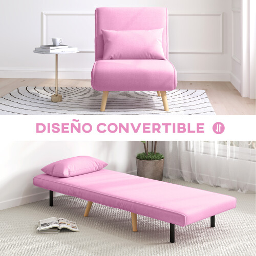 Homcom Sofá Cama Individual Rosa 72 x 75 x 85 cm 1