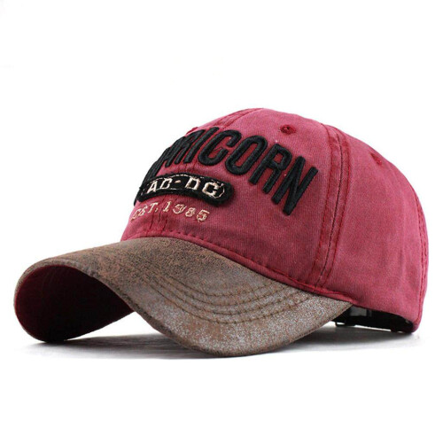 (Red, Int: One size) Unisex Cotton Embroidered Adjustable Baseball Cap