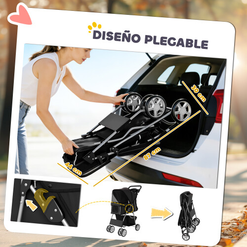 PawHut Carrito para Perro Negro 77 x 44 x 102 cm 2