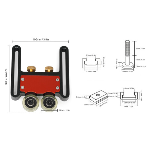 Table Saw Stock Roller Double-Wheel Sliding Feed Guide Aluminium 1