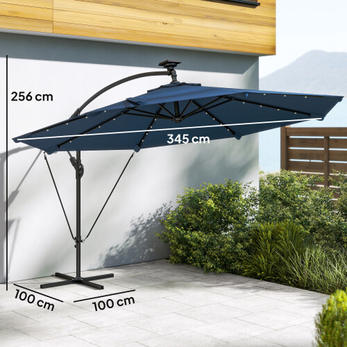 Outsunny Parasol Excéntrico Azul 380 x 345 x 256 cm 2