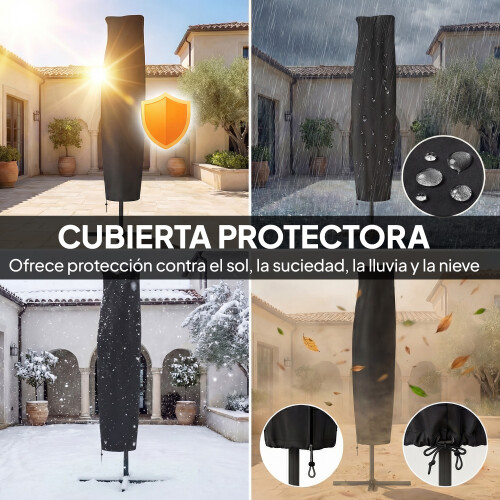 Outsunny Parasol Excéntrico Azul 380 x 345 x 256 cm 2