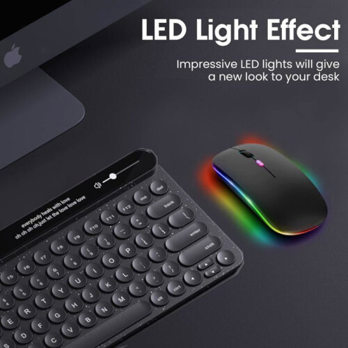 Rechargeable Wireless Mouse, Ergonomic Bluetooth Mouse, Silent 3Dpi Gaming Mouse with 7-Color Backlighting 2