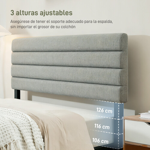 Homcom Cabecero de Cama Gris 140 x 10 x 126 cm 1