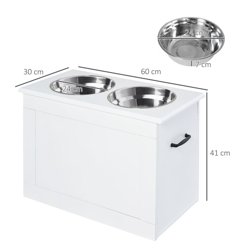 PawHut Comedero para Perro Blanco 60 x 30 x 41 cm 2