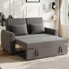 Convertible Pull-out Linen Upholstered Sofa Bed, Grey