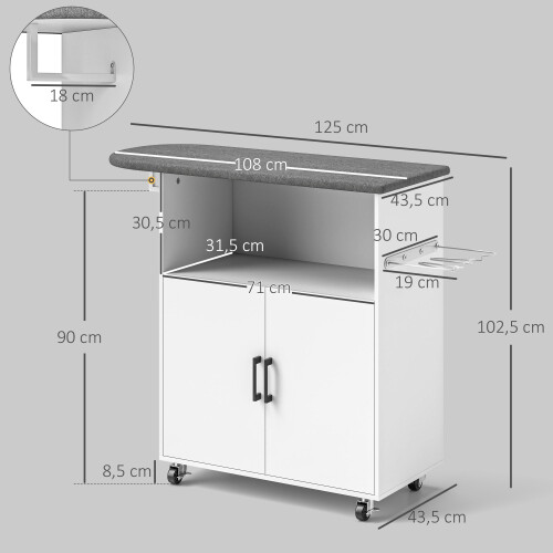 Homcom Mueble de Planchar Blanco 125 x 43.5 x 102.5 cm 2